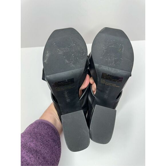 Open Edit Platform Sandals Size 9.5 Black Square Open Toe Knotted Heels - Picture 9 of 9